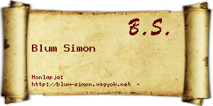 Blum Simon névjegykártya